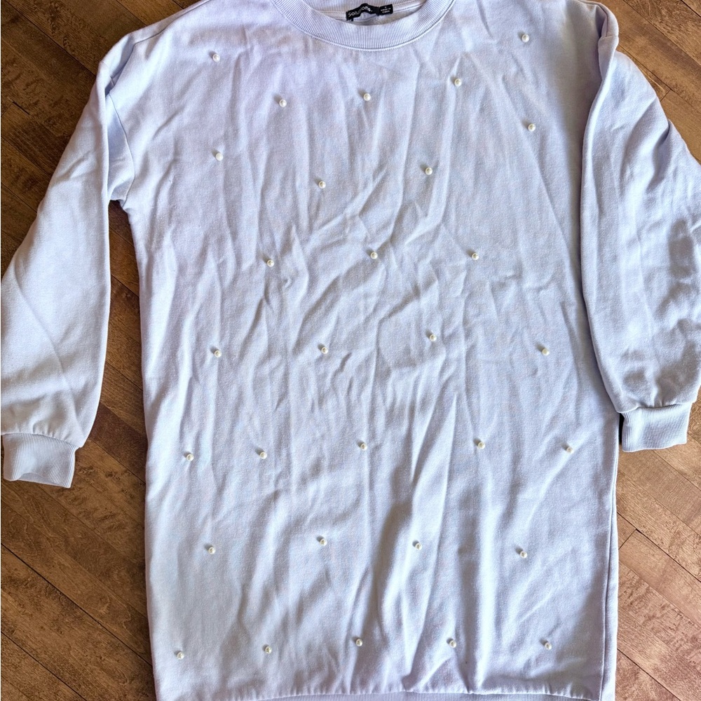 Women’s pale blue embellished sweatshirt dress
